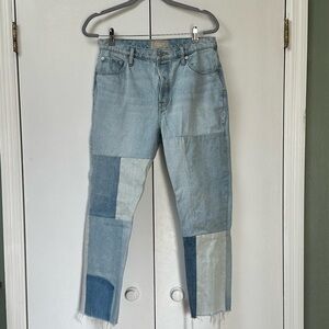 Straight high waisted cropped patchwork Everlane jeans